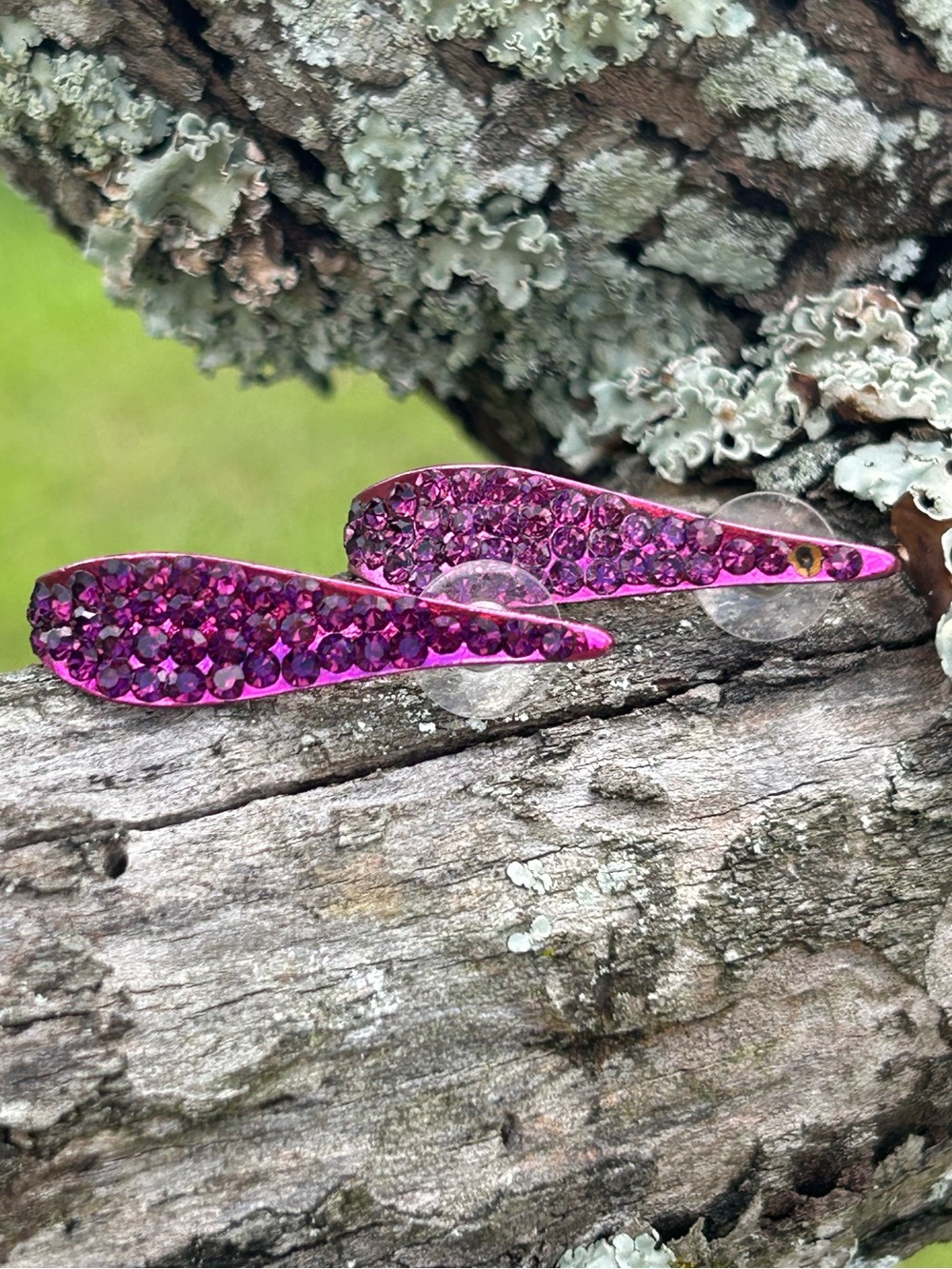 Magenta Rhinestone Curved Teardrop Stud Earrings – Statement Costume Jewelry